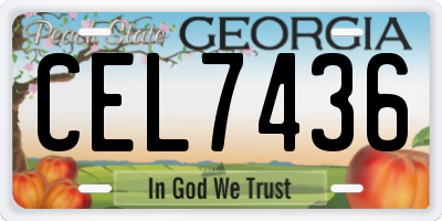 GA license plate CEL7436
