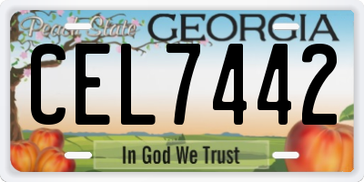 GA license plate CEL7442
