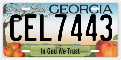 GA license plate CEL7443