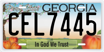 GA license plate CEL7445