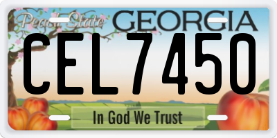 GA license plate CEL7450