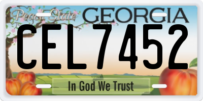 GA license plate CEL7452