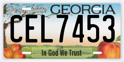 GA license plate CEL7453