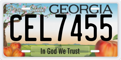 GA license plate CEL7455