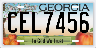 GA license plate CEL7456