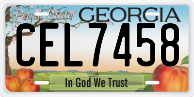 GA license plate CEL7458