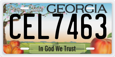 GA license plate CEL7463
