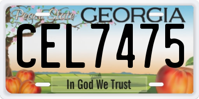 GA license plate CEL7475