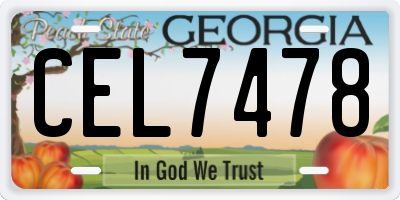 GA license plate CEL7478