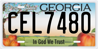 GA license plate CEL7480