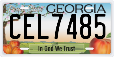 GA license plate CEL7485