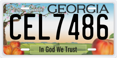 GA license plate CEL7486