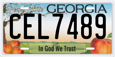 GA license plate CEL7489