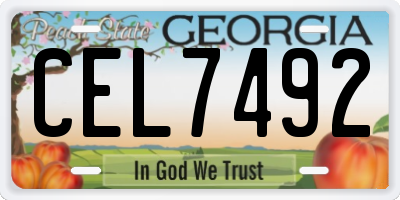 GA license plate CEL7492