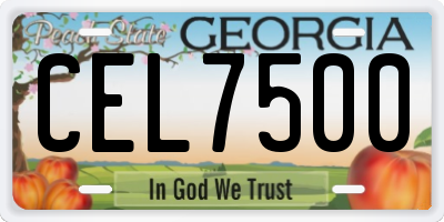 GA license plate CEL7500