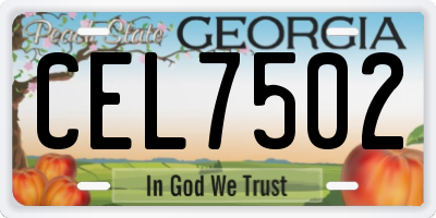GA license plate CEL7502