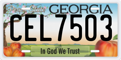 GA license plate CEL7503