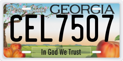 GA license plate CEL7507