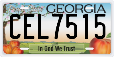 GA license plate CEL7515