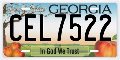 GA license plate CEL7522