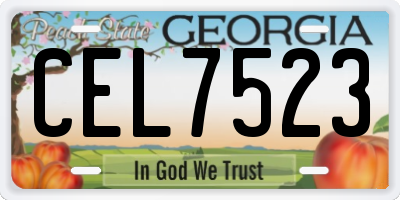 GA license plate CEL7523