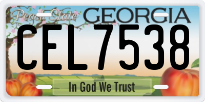 GA license plate CEL7538