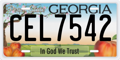 GA license plate CEL7542