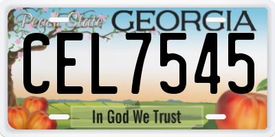 GA license plate CEL7545