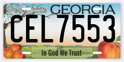 GA license plate CEL7553