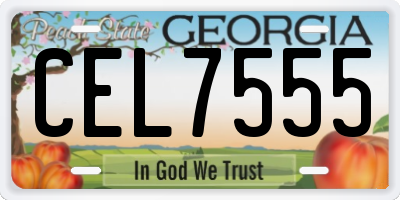 GA license plate CEL7555