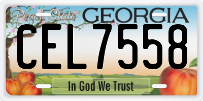 GA license plate CEL7558