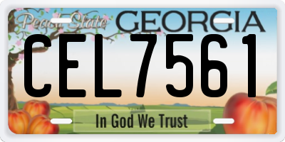 GA license plate CEL7561
