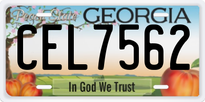 GA license plate CEL7562