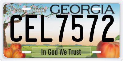 GA license plate CEL7572