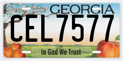 GA license plate CEL7577