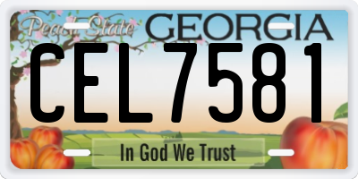 GA license plate CEL7581
