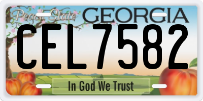 GA license plate CEL7582