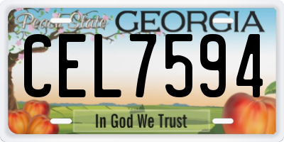 GA license plate CEL7594