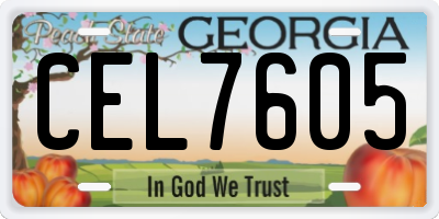GA license plate CEL7605