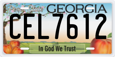 GA license plate CEL7612
