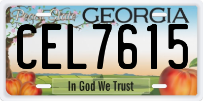 GA license plate CEL7615