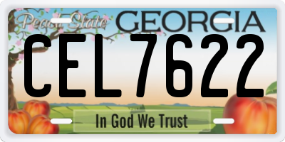 GA license plate CEL7622