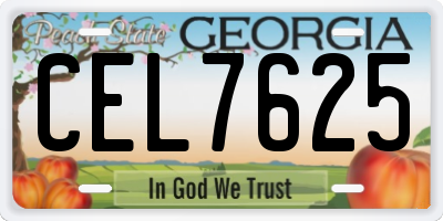 GA license plate CEL7625