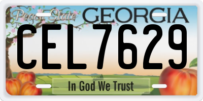 GA license plate CEL7629