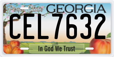 GA license plate CEL7632
