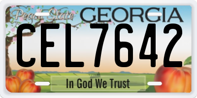 GA license plate CEL7642