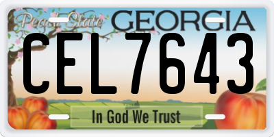 GA license plate CEL7643