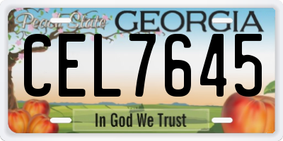 GA license plate CEL7645