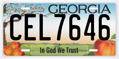 GA license plate CEL7646