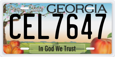GA license plate CEL7647